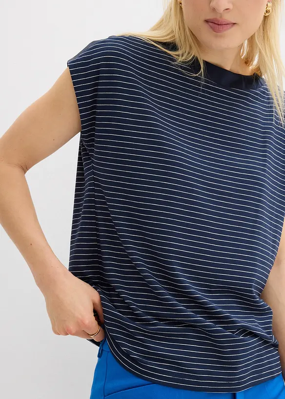 T-shirt en viscose fluide avec empi&egrave;cement satin, bonprix