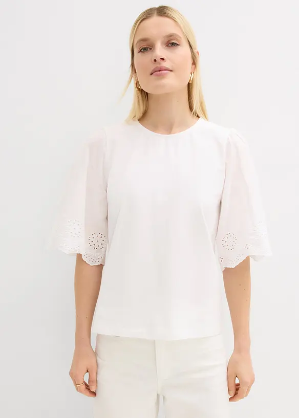 T-shirt &agrave; broderie anglaise, bonprix