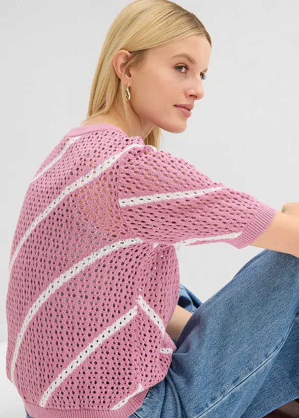 Pull ajour&eacute; 100% coton, bonprix