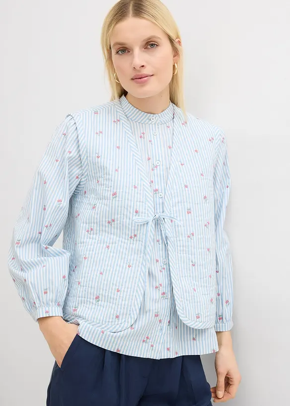 Gilet sans manches matelass&eacute; et brod&eacute;, bonprix