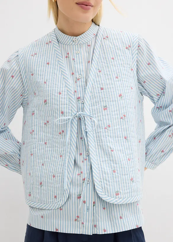 Gilet sans manches matelass&eacute; et brod&eacute;, bonprix