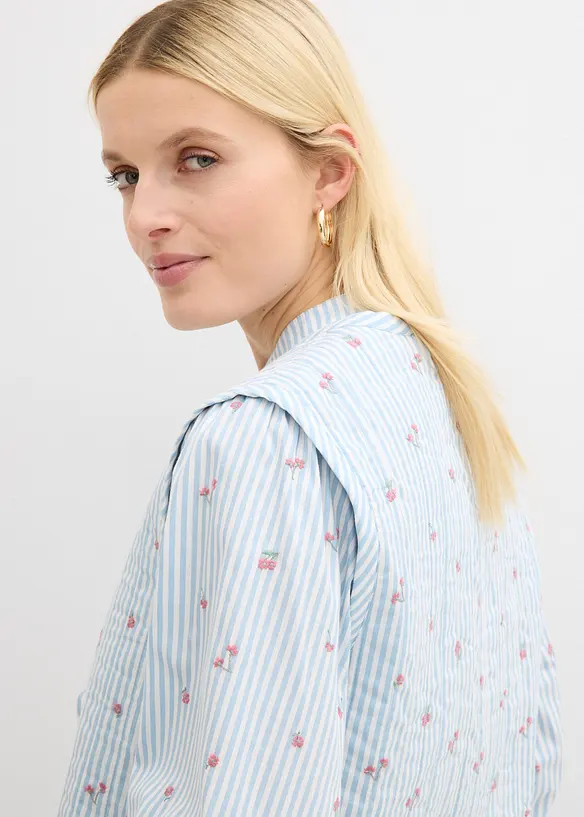 Gilet sans manches matelass&eacute; et brod&eacute;, bonprix