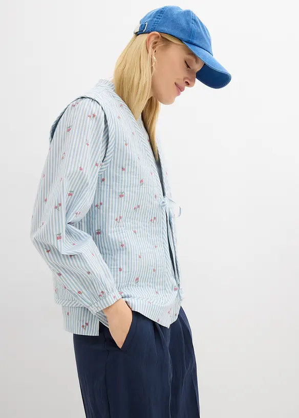 Gilet sans manches matelass&eacute; et brod&eacute;, bonprix