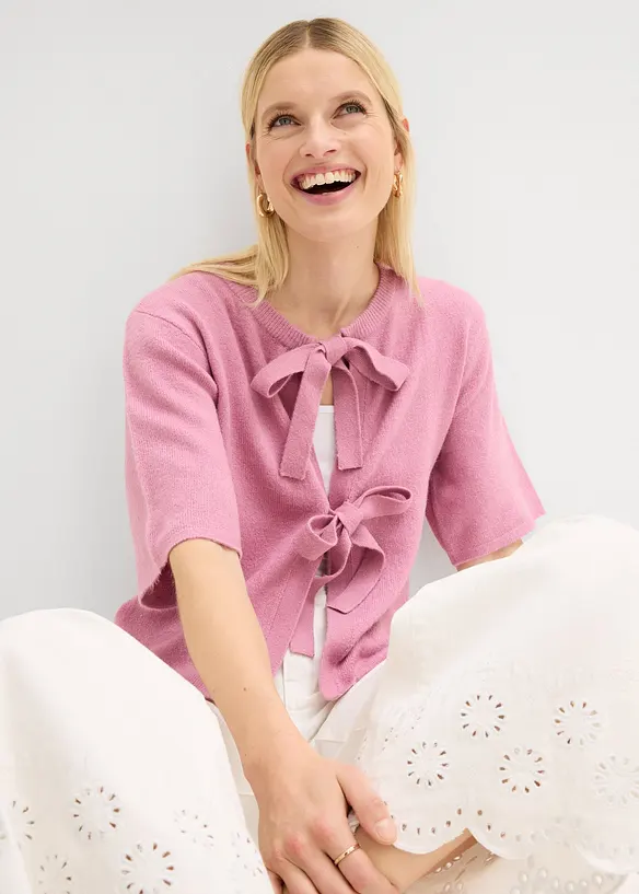 Gilet en fine maille &agrave; nouettes, bonprix