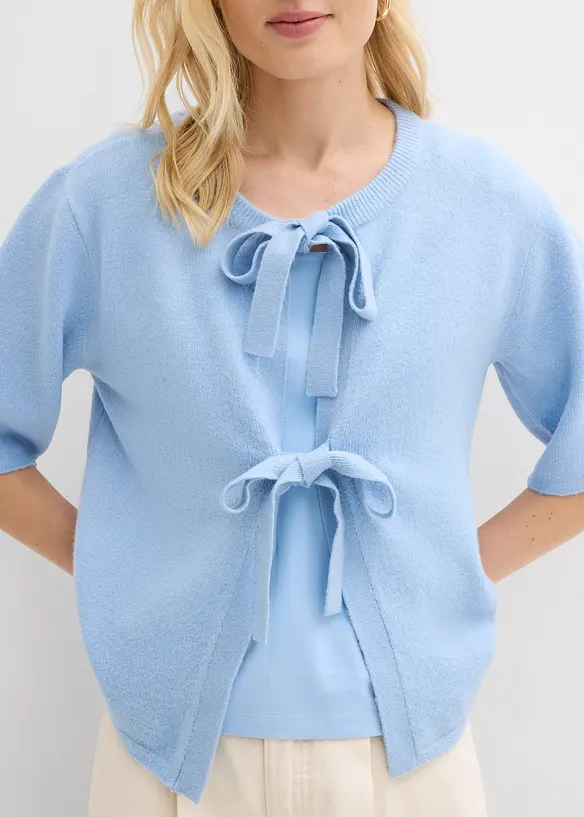 Gilet en fine maille &agrave; nouettes, bonprix