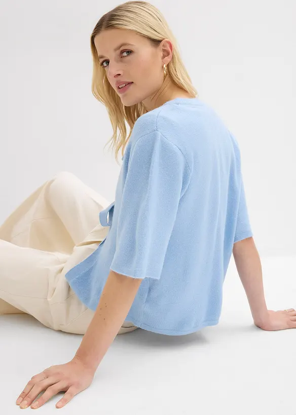 Gilet en fine maille &agrave; nouettes, bonprix