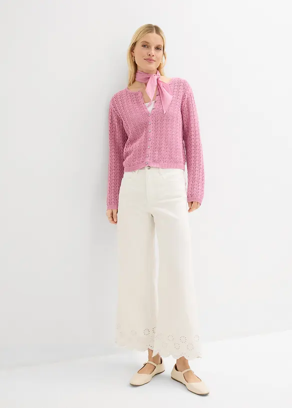 Gilet en maille ajour&eacute;e 100% coton, bonprix