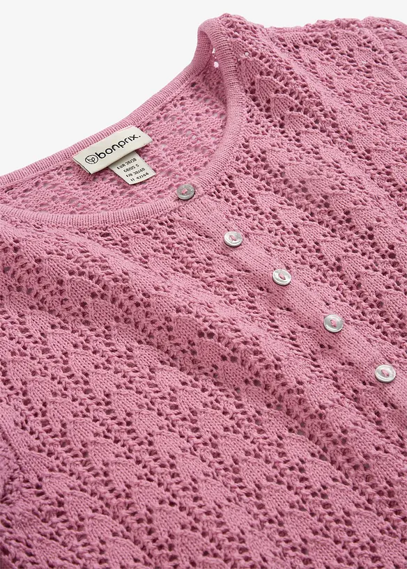 Gilet en maille ajour&eacute;e 100% coton, bonprix