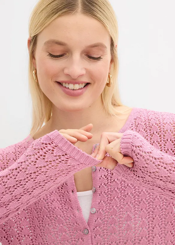 Gilet en maille ajour&eacute;e 100% coton, bonprix