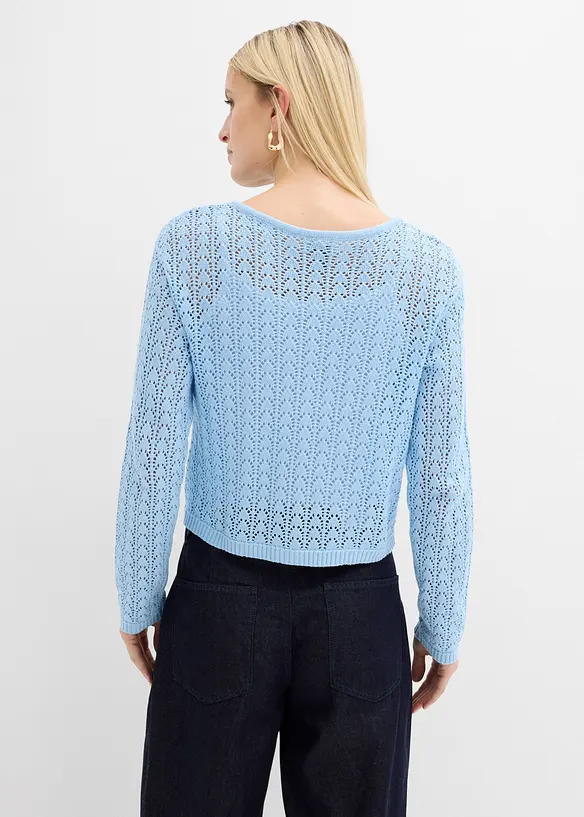 Gilet en maille ajour&eacute;e 100% coton, bonprix