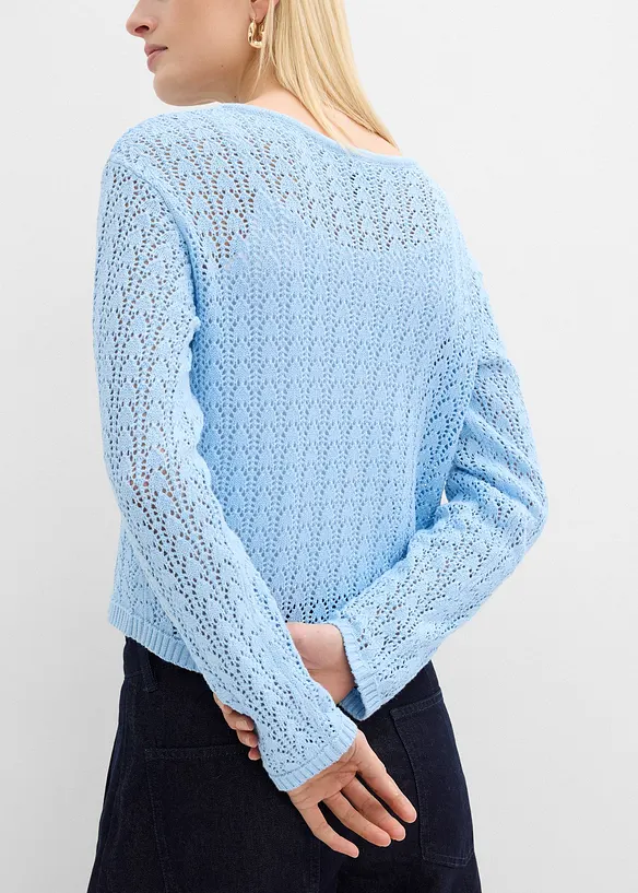 Gilet en maille ajour&eacute;e 100% coton, bonprix