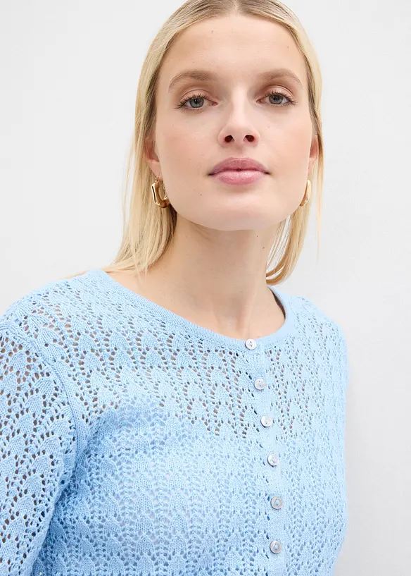 Gilet en maille ajour&eacute;e 100% coton, bonprix