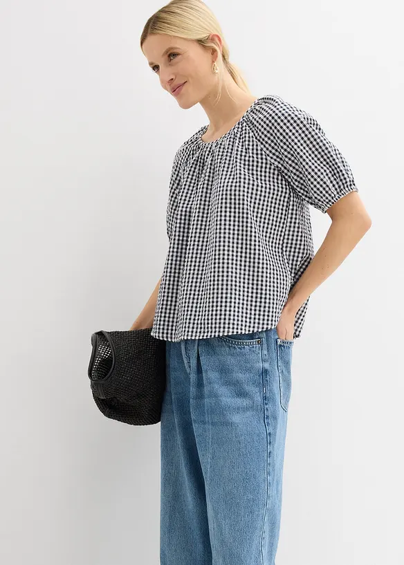 Blouse &agrave; manches courtes 100% coton, bonprix