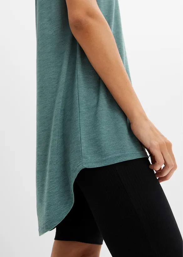 T-shirt long en viscose m&eacute;lang&eacute;e, bonprix