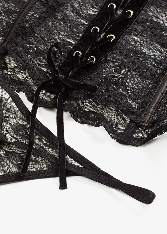 Gu&ecirc;pi&egrave;re et string en dentelle (ens. 2 pces), bonprix