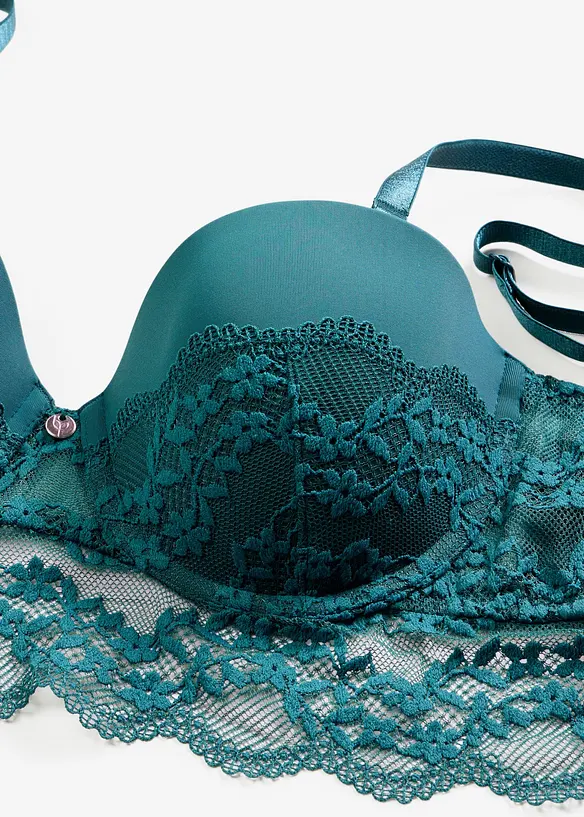 Soutien-gorge balconnet &agrave; bretelles amovibles et dentelle florale, bonprix