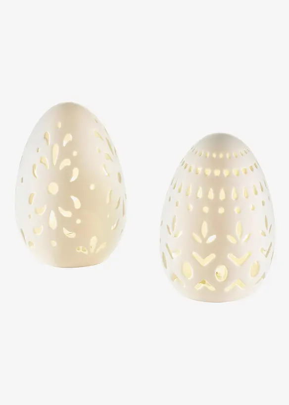 Objet d&eacute;co LED &oelig;uf de P&acirc;ques avec perforations (Ens. 2 pces.), bonprix