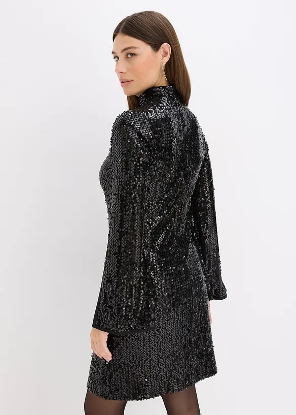Robe &agrave; sequins et manches trompette, bonprix