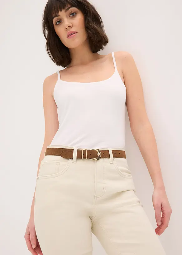 Ceinture en cuir avec boucle en m&eacute;tal brillant, bonprix