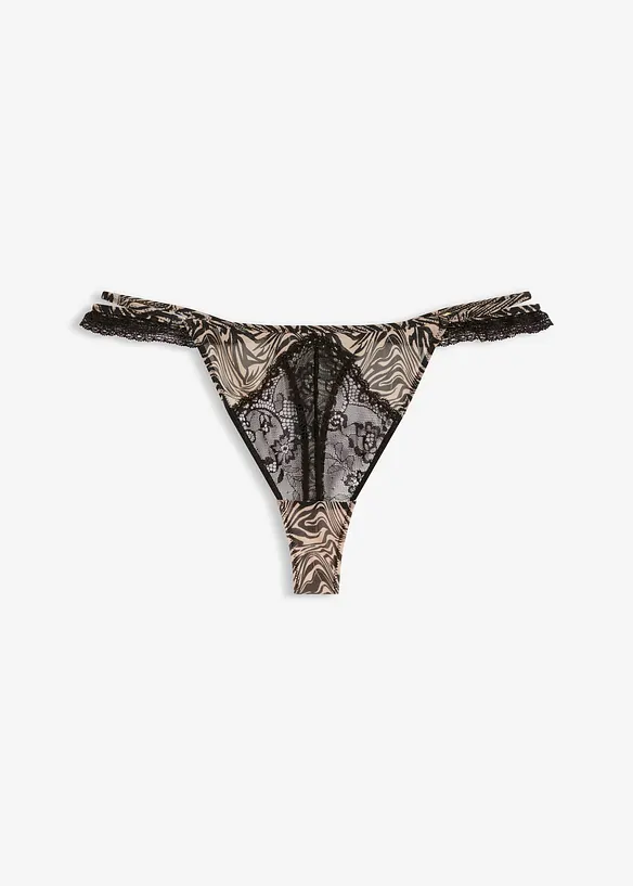 Tanga string en mesh imprim&eacute;, bonprix
