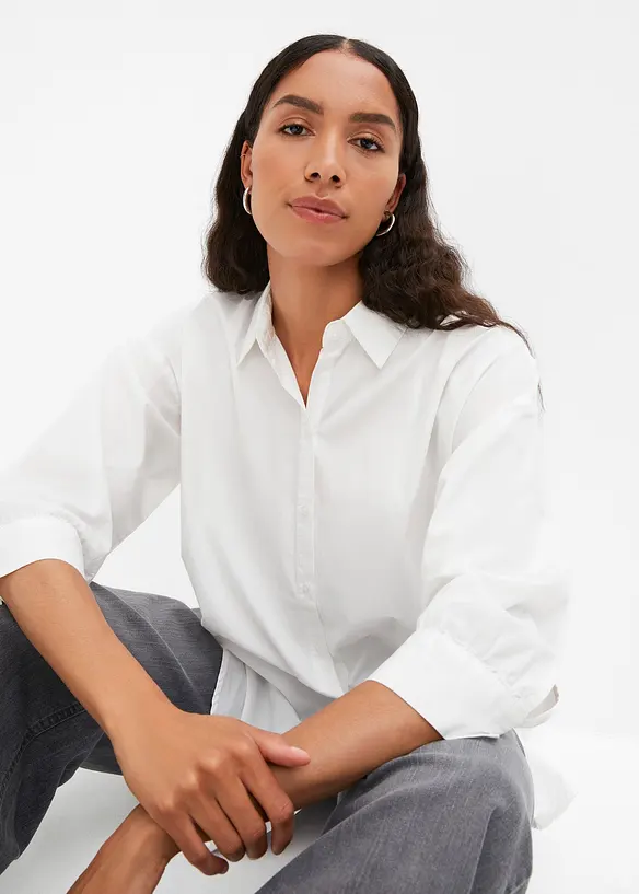 Chemisier oversize en coton, manches 3/4, bonprix