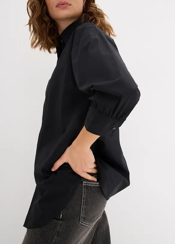 Chemisier oversize en coton, manches 3/4, bonprix