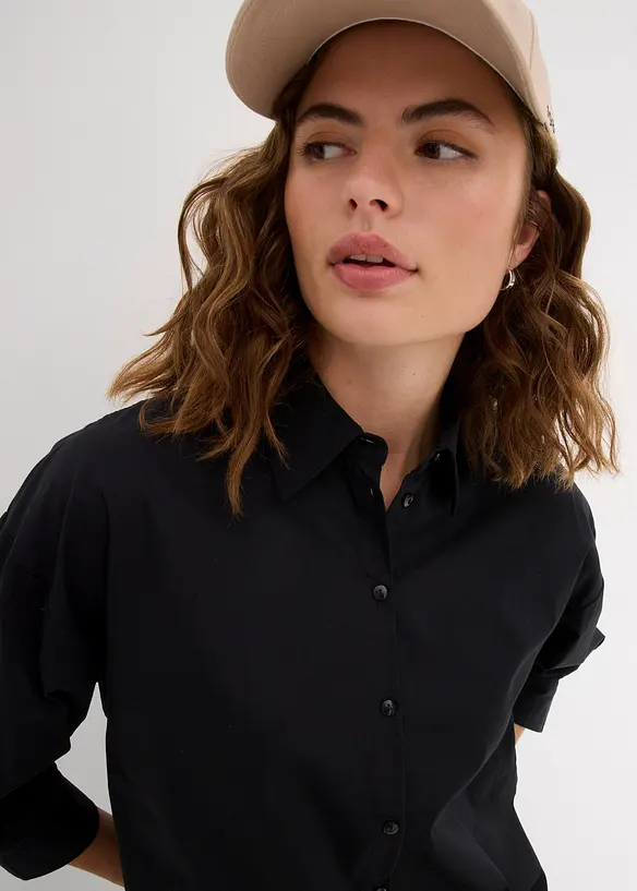 Chemisier oversize en coton, manches 3/4, bonprix