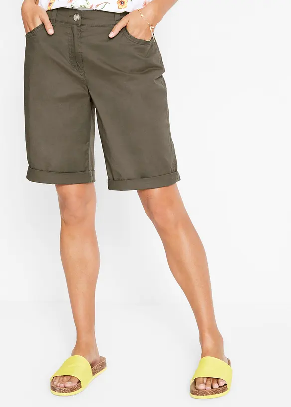 Bermuda paper touch en coton &agrave; taille confortable, bonprix