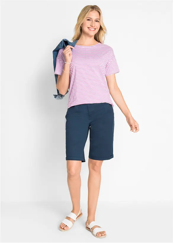 Bermuda paper touch en coton &agrave; taille confortable, bonprix