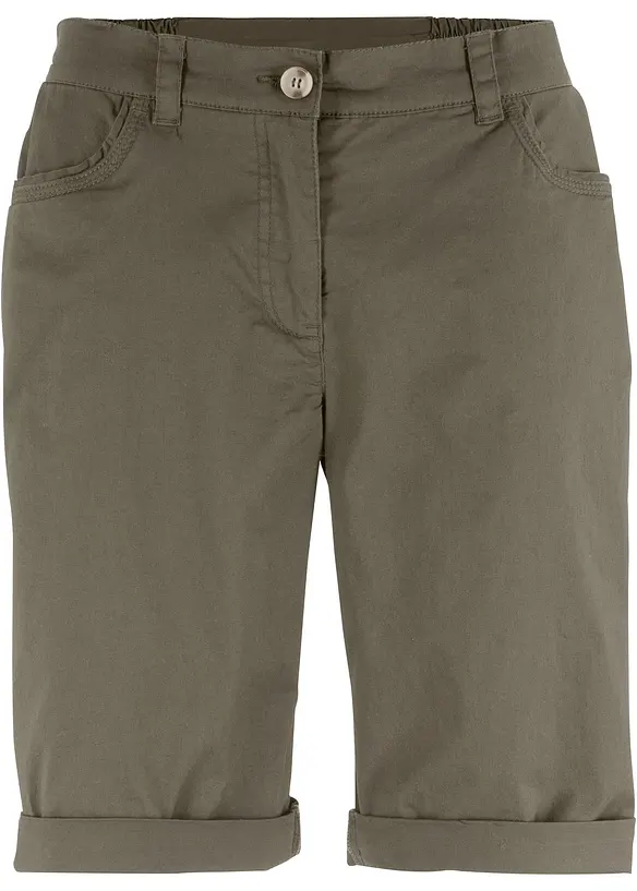 Bermuda paper touch en coton &agrave; taille confortable, bonprix