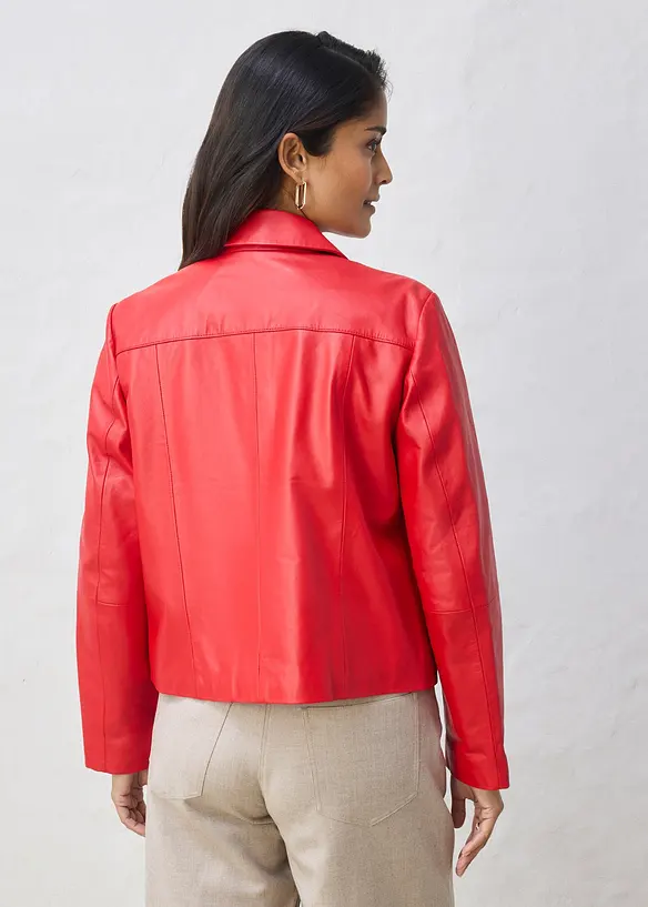 Veste courte en cuir d&rsquo;agneau nappa, bonprix
