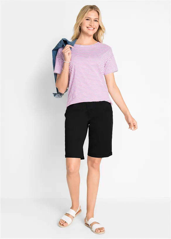 Bermuda paper touch en coton &agrave; taille confortable, bonprix