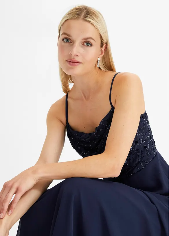 Robe &agrave; fines bretelles et haut &agrave; sequins brod&eacute;s, bonprix