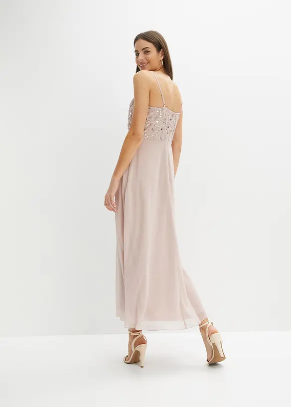 Robe &agrave; fines bretelles et haut &agrave; sequins brod&eacute;s, bonprix