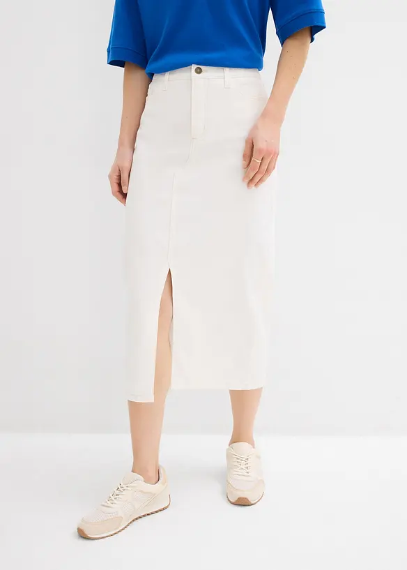 Jupe midi en jean, bonprix