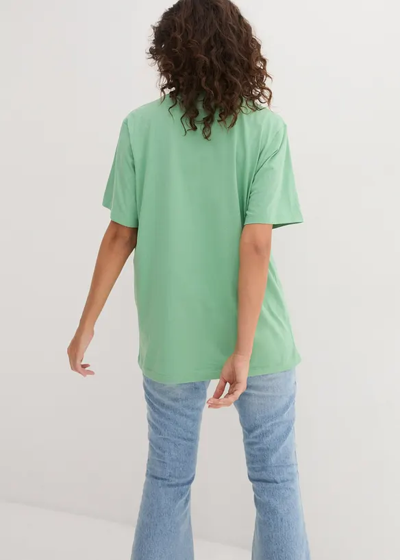 Lot de 5 T-shirts longs et amples &agrave; col V, bonprix