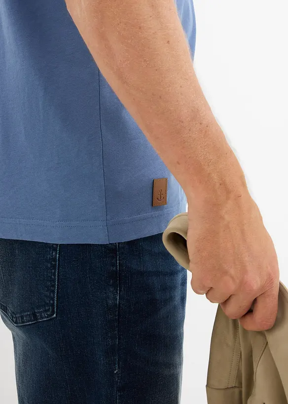 Lot de 2 T-shirts col tunisien 100&nbsp;% coton, bonprix