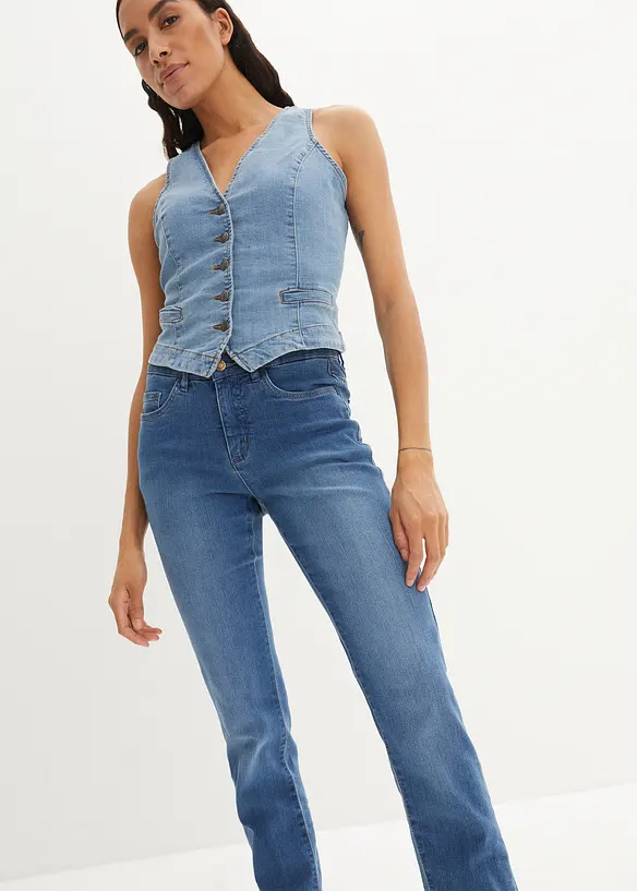 Jean droit taille mi-haute, extensible, bonprix