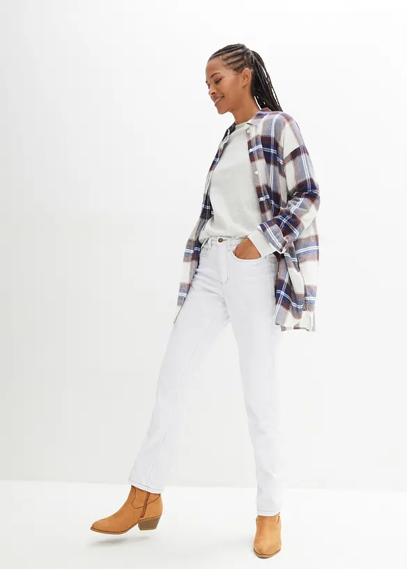 Jean droit taille mi-haute, extensible, bonprix