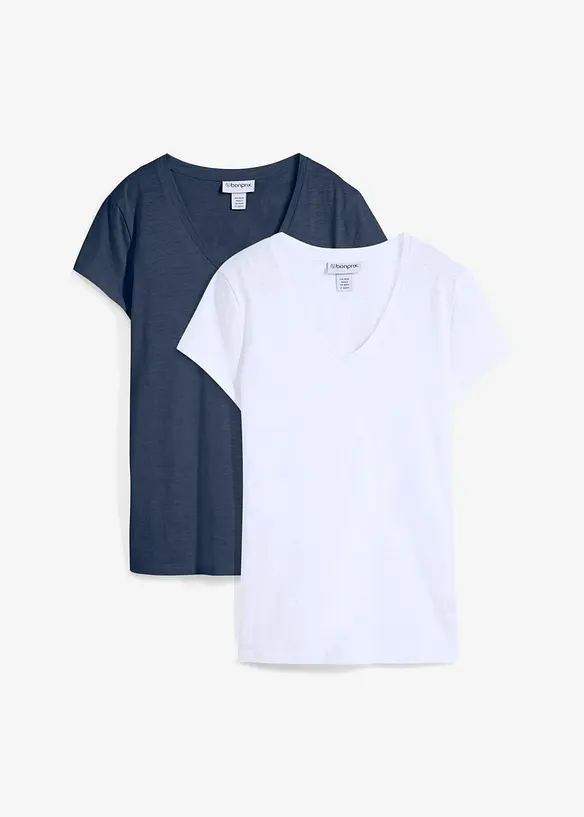 Lot de 2 T-shirts 100% coton, bonprix