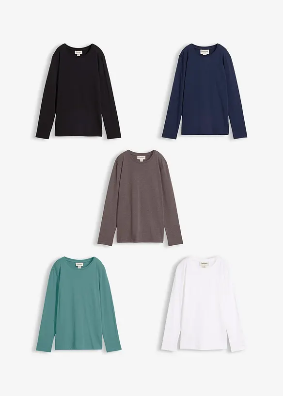 Lot de 5 T-shirts manches longues, bonprix