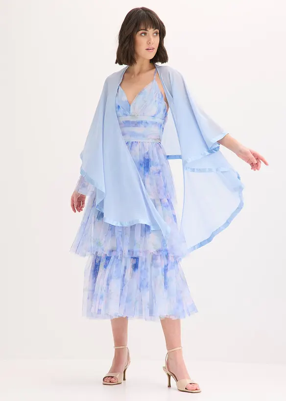 Poncho-&eacute;charpe avec d&eacute;tail en satin, bonprix