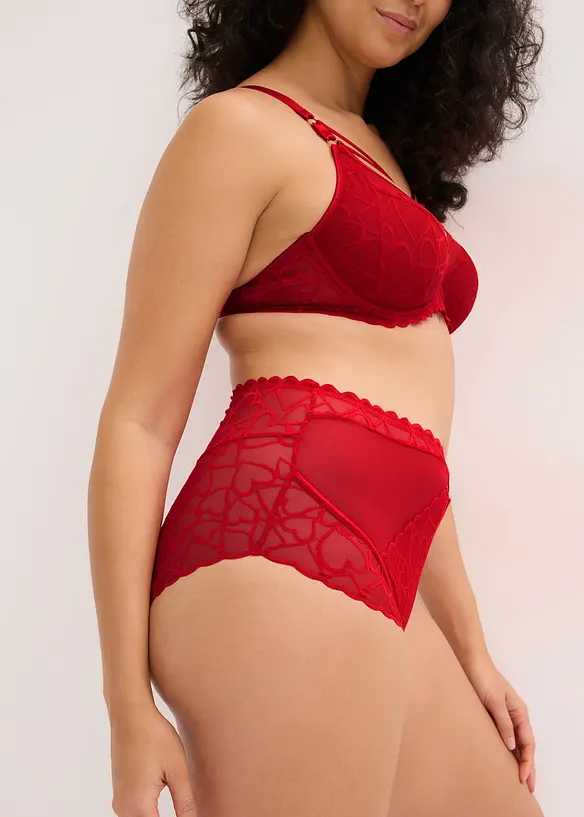 Culotte taille haute avec dentelle c&oelig;urs, bonprix