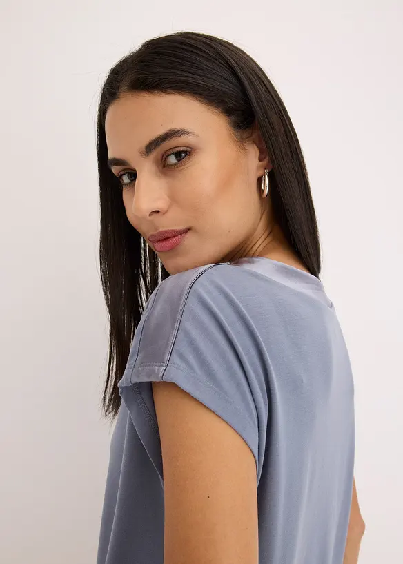 T-shirt avec bordure en satin, bonprix