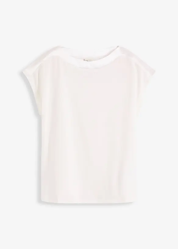 T-shirt avec bordure en satin, bonprix