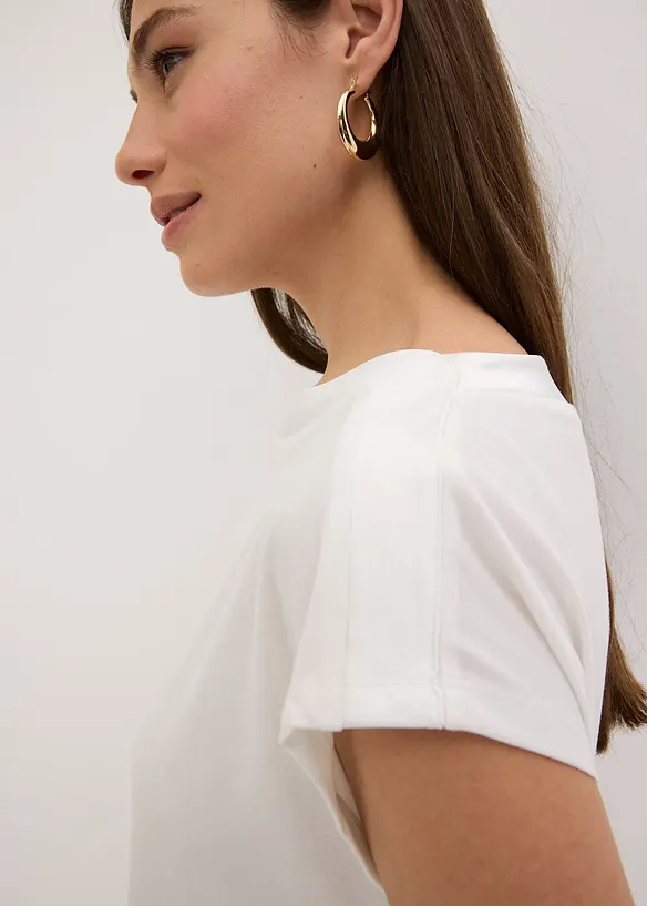 T-shirt avec bordure en satin, bonprix