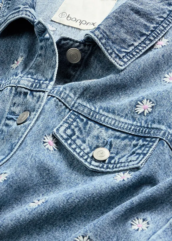 Veste en jean avec fleurs brod&eacute;es, bonprix