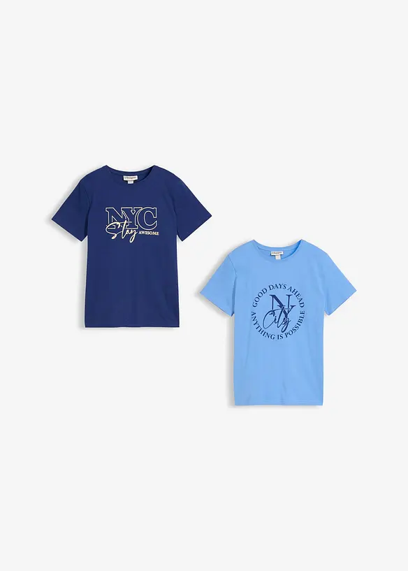 Lot de 2&nbsp;T-shirts 100% coton, bonprix