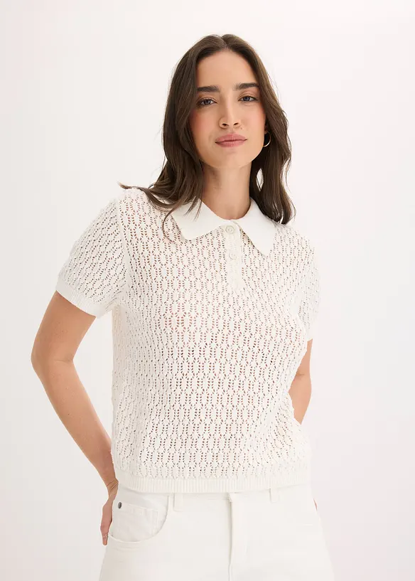 Pull ajour&eacute; 100% coton, bonprix