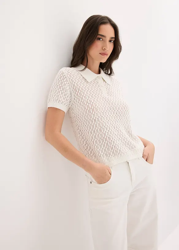 Pull ajour&eacute; 100% coton, bonprix